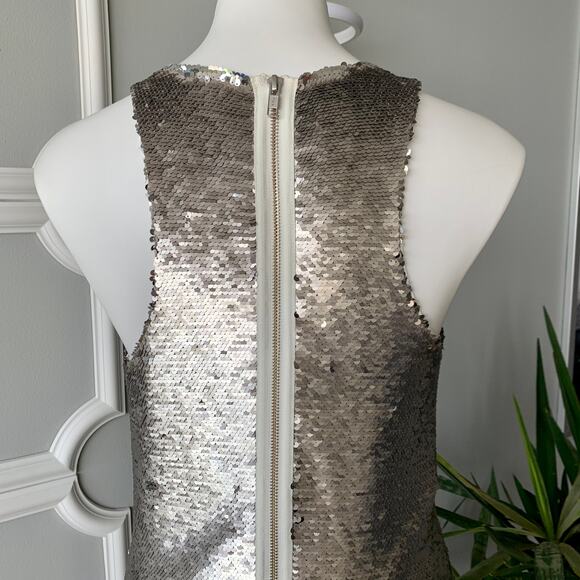 Pinko Stretchy Silver Sequin Mini Cocktail Dress Size 10 - Picture 7 of 12